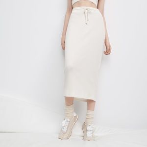 Brand new, never worn Zara cream ribbed midi skirt